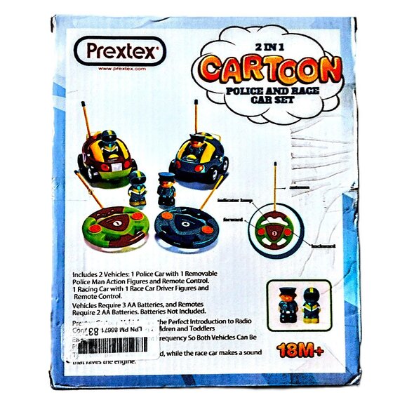 PREXTEX Radio-Control Cartoon Police & Race Car Set w/Light-Sound ~ NEW & TESTED - Picture 13 of 15
